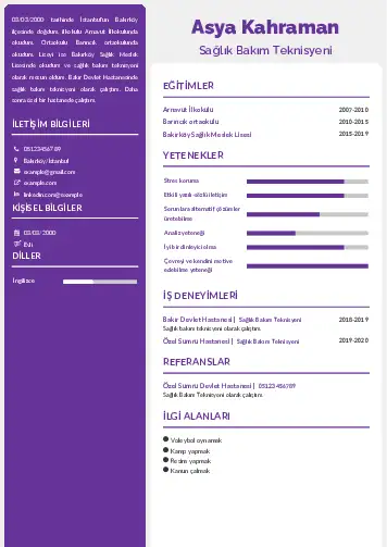 Tekniker ve Teknisyen Cv Örnekleri cv indir